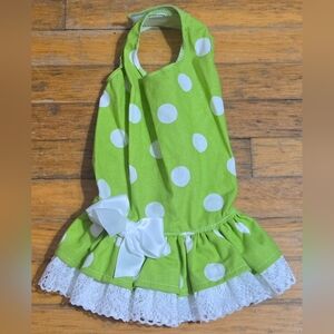 PC Dog Green Polka Dot Dog Dress with Bow XS